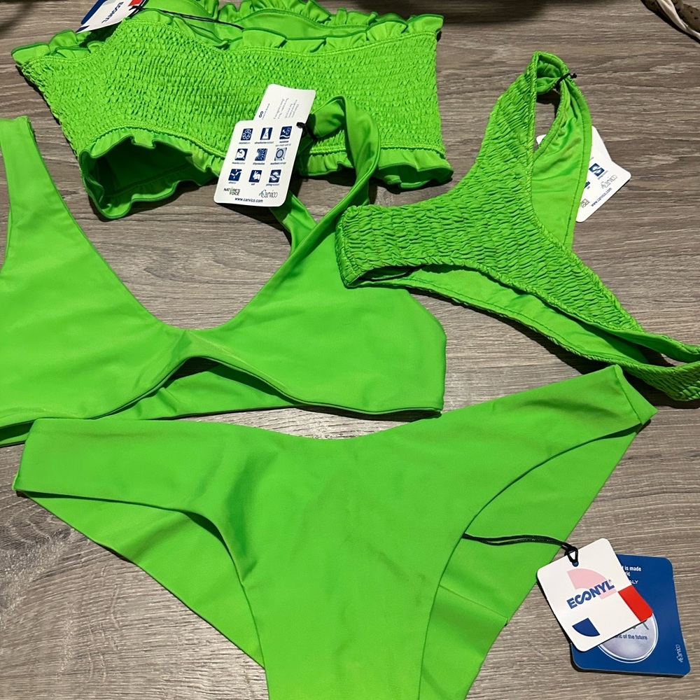 iShine 365 four piece swim set neon green